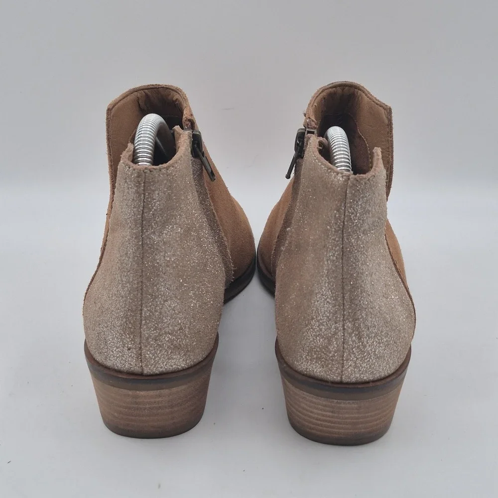 Frye and Co Boots Womens Size 9 Brown Suede Glitter Ankle Side Zip Western Style